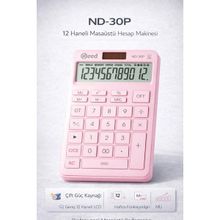 Need ND-30P Pastel Pembe Hesap Makinesi 12 Haneli Geniş LCD Ekran ve Hafıza Fonksiyonları - Standart