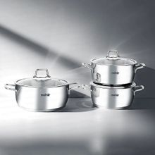 Nehir Silver Klasik 6 Parça Çelik Derin Tencere Seti