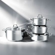 Nehir Silver Klasik 8 Parça Gri Çelik Tencere Seti