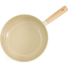 Neoflam 26 cm Döküm Ahşap Saplı Bej Wok Tava