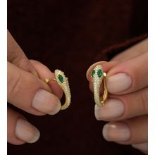 Nereze 925 Ayar Gold Yılan Tasarım Küpe Kadın Gümüş Küpe