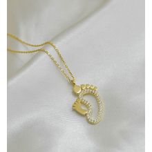 Nereze 925 Ayar Gümüş Anne Çocuk Ayak İzi Kadın Kolye