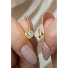 Nereze 925 Ayar Gümüş Gold Kaplama Minimal Yuvarlak Küpe
