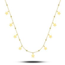 Nereze 925 Ayar Gümüş Gold Minik Toplu Yıldızlı Şans Kolye
