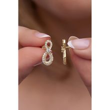 Nereze 925 Ayar Gümüş Gold Tektaş Tasarım Sonsuzluk Model Küpe