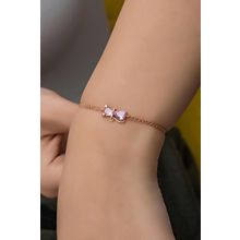 Nereze 925 Ayar Gümüş Pembe Taşlı Kedi Bileklik