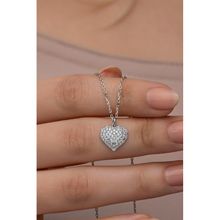 Nereze 925 Ayar Gümüş Rodyum Kaplama Zirkon Taşlı Minimal Kalp Kolye