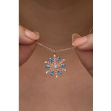 Nereze 925 Ayar Gümüş Rose Kaplama Aquamarin Taşlı Kartanesi Kolye