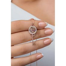 Nereze 925 Ayar Gümüş Rose Mix Taşlı Anahtar Kadın Kolye
