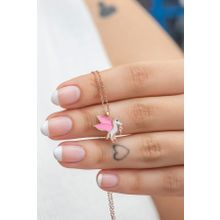 Nereze 925 Ayar Gümüş Rose Pembe Mineli Unicorn Kadın Kolye