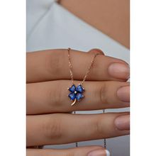 Nereze 925 Ayar Gümüş Rose Tanzanit Taşlı Yonca Kadın Kolye