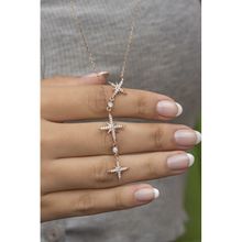 Nereze 925 Ayar Gümüş Rose Zirkon Taşlı 3'lü Kutup Yıldızı Kadın Kolye