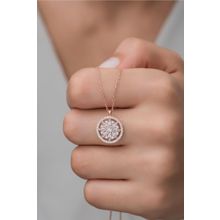 Nereze 925 Ayar Gümüş Rose Zirkon Taşlı Çiçek Kolye