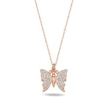 Nereze 925 Ayar Gümüş Rose Zirkon Taşlı Kelebek Kolye