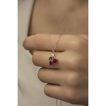 Nereze 925 Ayar Gümüş Rose Zirkon Taşlı Kiraz Kadın Kolye