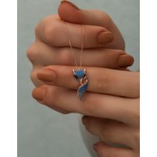Nereze 925 Ayar Gümüş Turkuaz Zirkon Taşlı Tilki Kolye