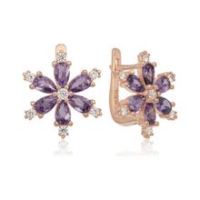 Nereze 925 Ayar Mor Taşlı Lotus Çiçeği Kadın Gümüş Küpe