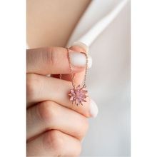 Nereze 925 Ayar Pembe Taşlı Lotus Çiçeği Kadın Gümüş Kolye