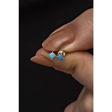 Nereze 925 Ayar Rose 3 mm Turkuaz Taşlı Tektaş Kadın Gümüş Küpe