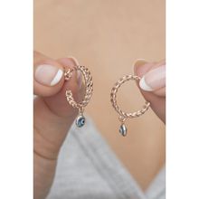 Nereze 925 Ayar Rose Örgü Model Nazar Göz Detay Kadın Gümüş Küpe