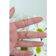 Nereze 925 Ayar Şık Tasarım Pembe Taşlı Kadın Gümüş Kolye