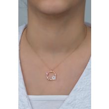 Nereze NRZ99368 Pembe Taşlı Daire Manolya Çiçeği 925 Ayar Gümüş Kolye