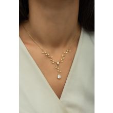 Nereze NRZ99631 Gold Zirkon Damla Taşlı Sarmaşık 925 Ayar Gümüş Kolye
