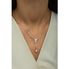 Nereze NRZ99653 Rose Zirkon Damla Taşlı Sarmaşık 925 Ayar Gümüş Kolye
