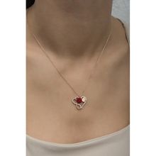 Nereze NRZ998427 Kalp Sonsuzluk Model Kırmızı Gül 925 Ayar Gümüş Kolye