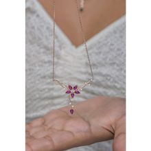 Nereze NRZ998640 925 Ayar Gümüş Daldaki Gonca Pembe Çiçek Kolye