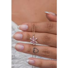 Nereze NRZ998646 925 Ayar Gümüş Pembe Taşlı Lotus Kamelya Çiçeği Kolye