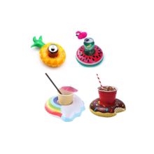 Netavantaj Karpuz Ananas Donut Gökkuşağı Şişme Havuz Deniz Bardak Tutucu 4Lü Float Bar Seti