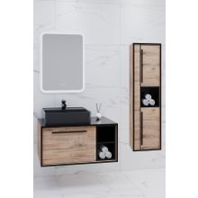 Netdeko Energy 90 cm Siyah Lavabolu Banyo Dolabı Takımı ve Boy Dolabı