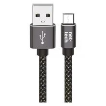 Nettech NT-DC02 300 cm Siyah İp Örgü Micro Şarj ve Data Kablosu