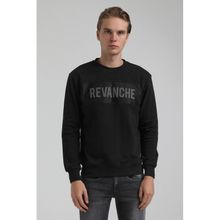 New World 22FWM60117 Bisiklet Yaka Siyah Erkek Sweatshirt