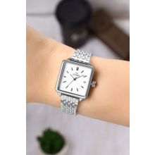 Newera Watch Nww00003 Metal Kordon Takvimli Kare Kadın Kol Saati