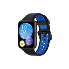 Newface Huawei Watch Fit 2 Spor Siyah Mavi Delikli Kordon