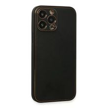 Newface iPhone 13 Pro Max Coco Deri Silikon Kapak Siyah Cep Telefonu Kılıfı