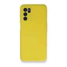 Newface Oppo A16 Nano İçi Kadife Silikon Sarı Cep Telefonu Kılıfı