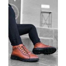 NgrC BA0213 Gizli Bağcıklı Hakiki Deri Taba Erkek Yarım Bilek Bot