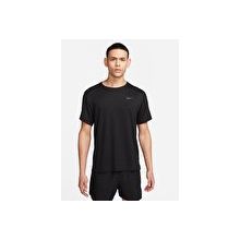 Nike DV9315-010 M NK DF UV MILER SS Bisiklet Yaka Düz Siyah Erkek T-shirt