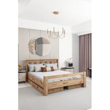 Ninnimo Arya Çift Kişilik 160x200 CM Yatak Uyumlu Çekmeceli Ceviz Karyola