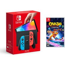 Nintendo Switch OLED Kırmızı Mavi Oyun Konsolu + Crash Bandicoot 4 It's About Time Oyun
