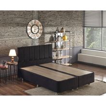 Niron Ela 140x190 cm Silinebilir Soho Kumaş Çift Kişilik Siyah Kumaş Baza Ve Başlığı