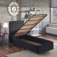 Niron Ela 90x190 cm Silinebilir Soho Kumaş Tek Kişilik Siyah Kumaş Baza Ve Başlığı