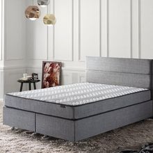 Niron Silver 150x200 CM Çift Kişilik Full Ortopedik Yatak Gri Keten Baza Başlık Seti