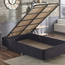 Niron Yatak Ela 120x200 cm Silinebilir Soho Kumaş Tek Kişilik Sandıklı Siyah Kumaş Baza