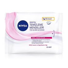 Nivea 25 Adet Kuru Hassas Yüz Göz Dudak Makyaj Temizleme Mendili