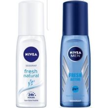 Nivea 75 ml Fresh Natural Kadın Sprey Deodorant + 75 ml Fresh Active Erkek Sprey Deodorant