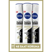 Nivea Black and White Invisible 3x150 ml İpeksi Pürüzsüzlük Kadın Sprey Deodorant
